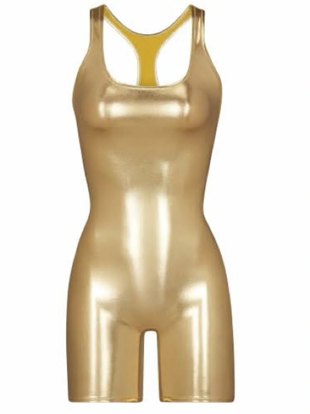 SKIMS Swim Gold Metallic Racerback Cycle Suit - Women's Medium